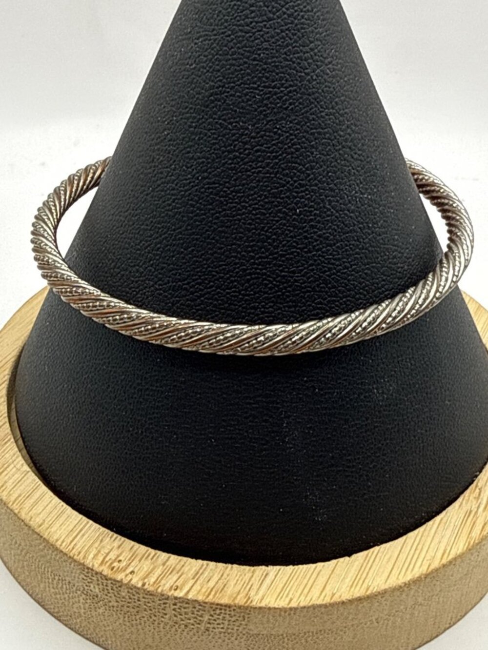 Silver Cable Twist Bangle Bracelet Minimalist Rope Stack